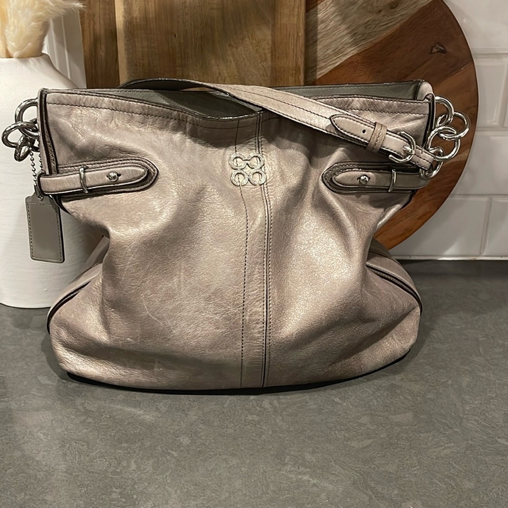 Coach Leather Collette Hobo Shoulder Bag Iridescent